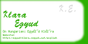 klara egyud business card